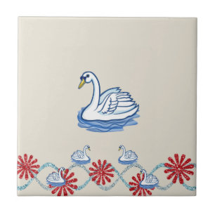 Keramische Tegel Floral Swan Beige Tegeltje