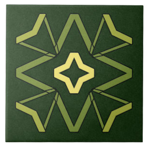 Keramische Tegel - Geel en groen getextureerd Patr Tegeltje