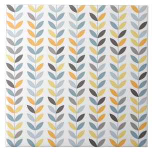 Keramische Tegel - geel wijnstokken bladeren Tegeltje