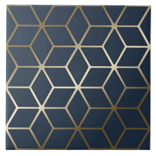 Keramische tegel - Geometrisch zilver en blauw/gri Tegeltje