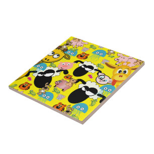 Keramische Tegel Giraffe, Varkens, Kittens, Schape Tegeltje