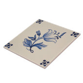 Keramische tegel - Ivory & Blue floral Tile Tegeltje (Zijkant)
