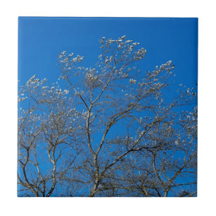 Keramische tegel met witte poppen tegeltje