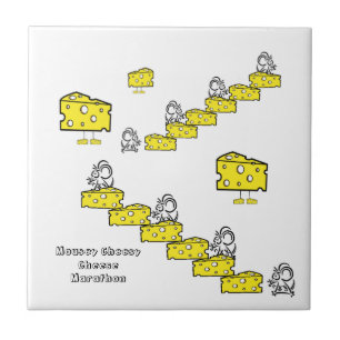 Keramische Tegel Mousey Cheesy Cheese Marathon Tegeltje