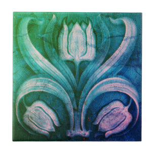 Keramische Tegel  Multi Gekleurde Art Nouveau Tegeltje