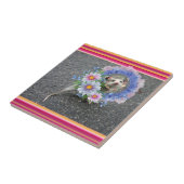 Keramische Tegel Opossum Floral Stripe Tegeltje (Zijkant)