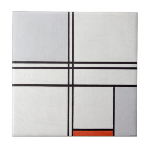 KERAMISCHE TEGEL: PIET MONDRIAN : GRAY - RED 1935  TEGELTJE