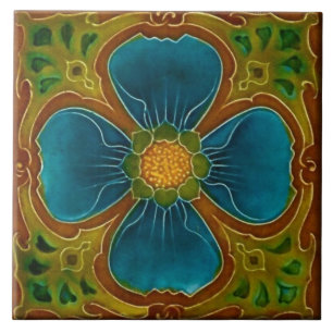 Keramische Tegel - Reproduction Art Nouveau Tegeltje