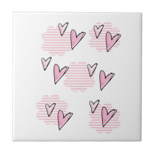 Keramische Tegel roze harten Tegeltje