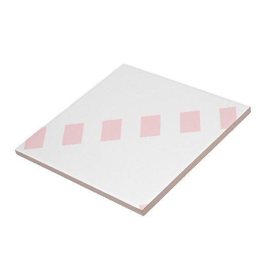 Keramische tegel streep roze & witte streep tegeltje (Zijkant)