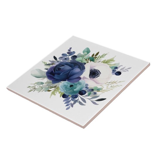Keramische Tegel/Trivet-Floral Tegeltje (Zijkant)