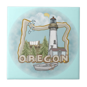 Keramische Tegel van de vuurtoren van Oregon Tegeltje