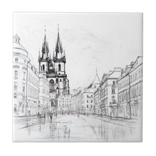 keramische Tegel van Praag Tegeltje