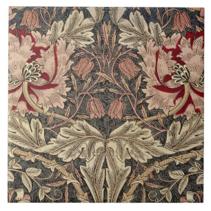Keramische tegel - William Morris Art Nouveau bloe Tegeltje