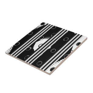 Keramische Tegel wit en zwart Tegeltje