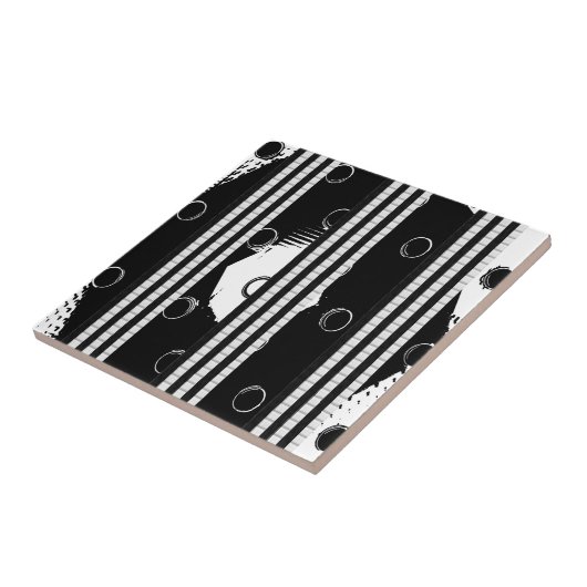 Keramische Tegel wit en zwart Tegeltje (Zijkant)