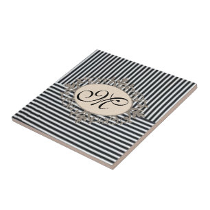 Keramische Tegel Witte en Zwarte Streep Tegeltje