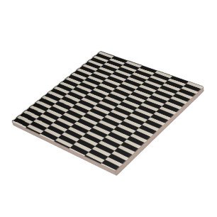 Keramische tegel zwart en beige streep tegeltje