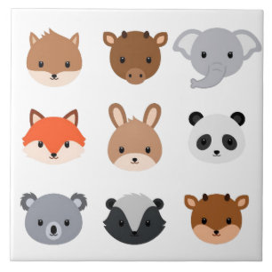 Keramische tegels - Baby dierlijke hoofden Tegeltje