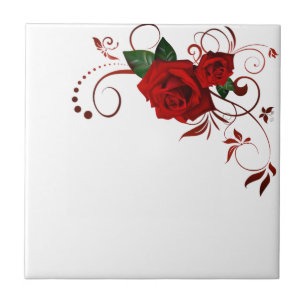 Keramische tegels, Floral Red Rose Tegeltje