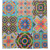 Keramische tegels, majolica, ornamentabstract, ara douchegordijn (Voorkant)