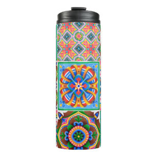 Keramische tegels, majolica, ornamentabstract, ara thermosbeker