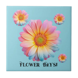 Keramische Tegeltjes Onderzetters (Bloemendag) Tegeltje