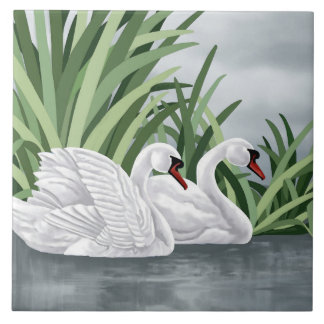 Keramische Tile Swan Art Tegeltje