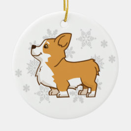 Keramische Winter Corgi Ornament