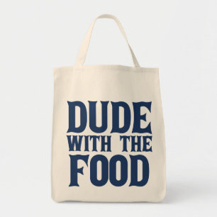 Kerel met de voedselblauw tote bag