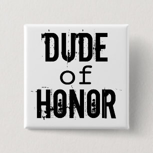 Kerel van de zwarte witte groomsman-knop vierkante button 5,1 cm