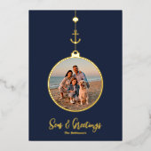 Kerenstkaart Zeil en Groet Ornament Folie Folie Feestdagenkaart (Voorkant)