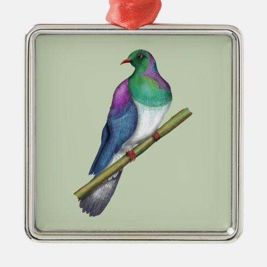 Kereru Houtduif Metalen Ornament (Voorkant)