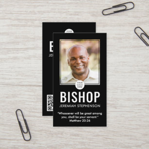 Kerk Bisschop Modern Zwart Foto QR Logo Religieus Visitekaartje