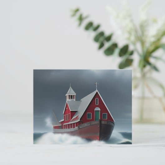 Kerk Boot Kunst Briefkaart (Staand voorkant)