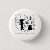 Kerk bruiloft dominee zegt nee. Grappige Button ba