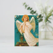  Kerk en Angel Christmas briefkaart (Staand voorkant)