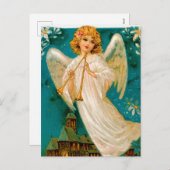  Kerk en Angel Christmas briefkaart (Voorkant / Achterkant)