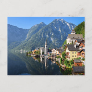 Kerk en dorp van Hallstatt, Oostenrijk met Alpen Briefkaart