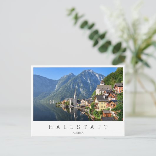Kerk en dorp van Hallstatt, Oostenrijk met Alpen Briefkaart (Staand voorkant)