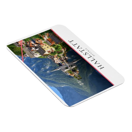 Kerk en dorp van Hallstatt, Oostenrijk met Alpen Magneet (Rechterzijde)