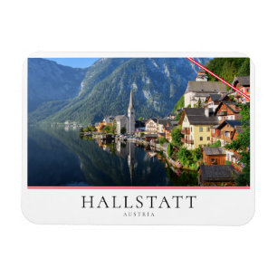 Kerk en dorp van Hallstatt, Oostenrijk met Alpen Magneet