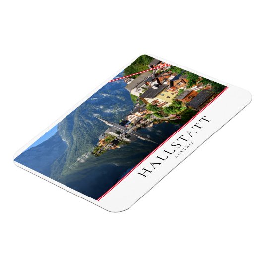 Kerk en dorp van Hallstatt, Oostenrijk met Alpen Magneet (Linkerzijde)