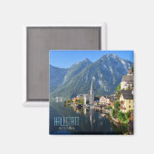 Kerk en dorp van Hallstatt, Oostenrijk met Alpen Magneet (Voorkant / Achterkant)