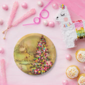 Kerk- en kerstboomstructuur Papiers personaliseren Papieren Bordje (Feest)