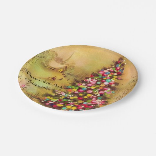 Kerk- en kerstboomstructuur Papiers personaliseren Papieren Bordje (Gekanteld)