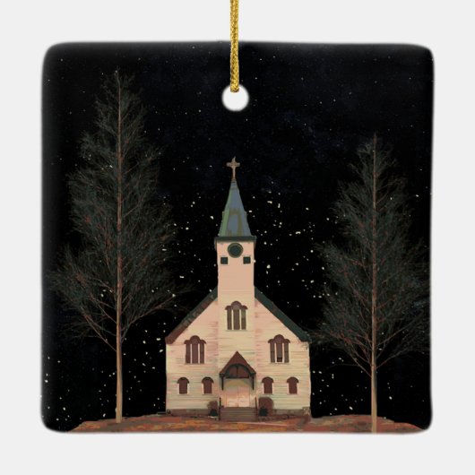Kerk en Night Sky Keramisch Ornament (Achterkant)