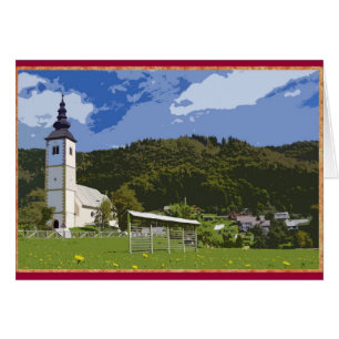 Kerk en stad Jereka, Slovenië.