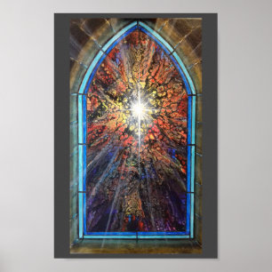 Kerk gekleurd glas poster