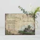 Kerk Green Vintage bruiloft uitnodiging (Staand voorkant)